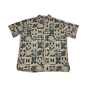 Reyn Spooner Hawaiian Shirt Men's XL‎ Floral Reverse Print Button Short Sleeve